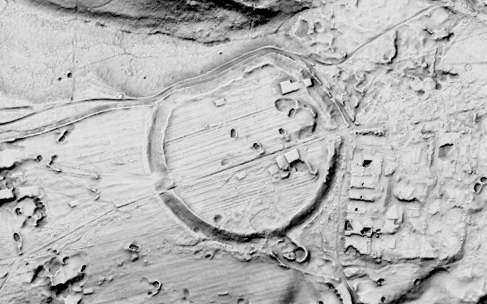 LiDAR terrain view of Caesar's Camp, Wimbledon Common, London, in Shadowmark Pro's Combined view.