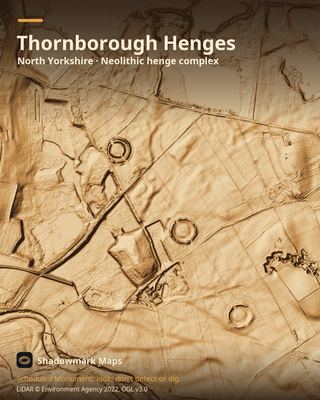 LiDAR shading of Thornborough Henges